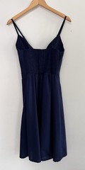 Women’s Ecowish M Dress Bow Tie Button Midi Lightweight Cutout Navy Blue