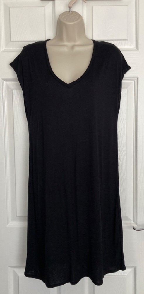 NEW M&S Ladies Black Jersey V-Neck Mini T-Shirt Dress Size M