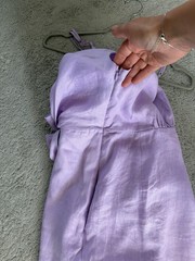 Reiss Purple Linen Wrap Midi Dress V-Neck Adjustable Straps UK 12