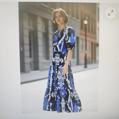 Chico’s Blue Ikat Puff Sleeve Midi Dress Size 2 (12)