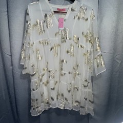 Simply Southern 2XL Dress White With Gold Metallic Turtles