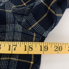 LAURA ASHLEY Dress 8 Shift Plaid Navy Checked Wool Front Pockets Keyhole Closure