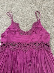 Free People Ilektra Lace Accent Cotton Slip Dress – Dahlia Mauve
