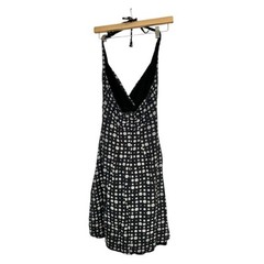 Maria Bianca Nero Silk Polka Dot Halter Dress Black White Lined Back Zip Size S