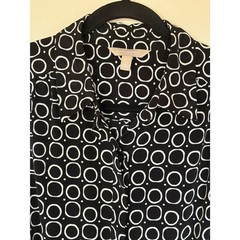 Banana Republic Ivy Shirt Dress Cool Combo XS Black White Geometric with Tie