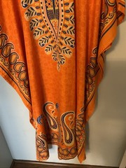 Gypsie Blu One-of-a-kind Bright Print Caftan Loungewear One Size Oranges Blues