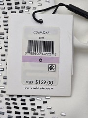 Calvin Klein Ivory Beaded Sheath Dress Size 6 Round Neck Sleeveless Knee Party