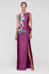 New Kay Unger Luciana Column Gown In Mulberry Size 10 $358
