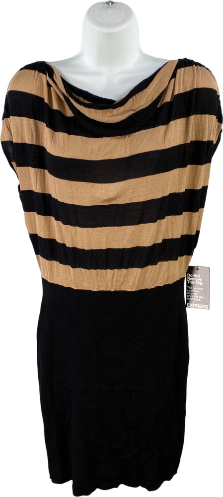 Express Women’s Brown/Black Striped Sleeveless Thin Knit Sweater Dress – M