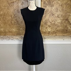 Akris Punto Sequin Hem Shift Dress Sz 4 Black Sleeveless Designer Lined Formal