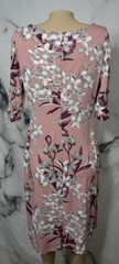 CONNECTED APPAREL Brownish Pink Multicolor Floral Dress 15 Draped Neckline