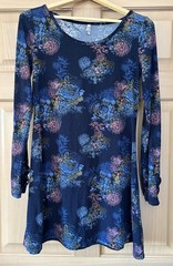 Mudd Women’s Size S Blue Floral Dress, Long Sleeve, SOFT