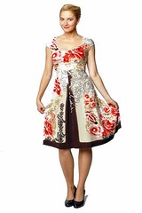 EUROPEAN FLORAL DRESS, FIT & FLARE, STRETCH BLOOMING SUNDRESS