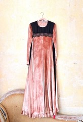 RED Valentino Blush Pink Velvet Maxi Dress with Lace Panel IT 44 UK 12