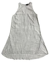 NEW • Theory • Linen Sleeveless Knee Length Dress Adlerdale •White Stripe •Sz 4