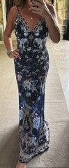 Worn1 Camilla Franks V Neck bias slip dress w back frill M uk 12 Obsidian Bloom