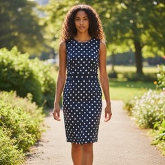J.Crew Sheath Dress Women Navy Blue Polka Dot Fringe Tweed Preppy 8T