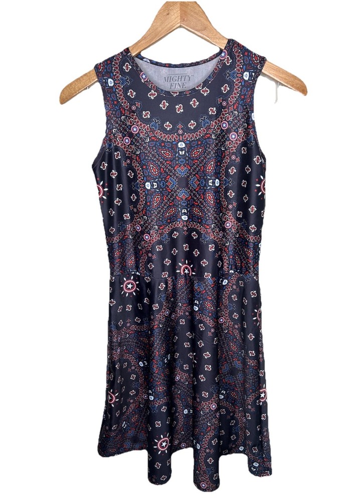 Mighty Fine Marvel Comics Captain America Womens Size S Bandana Skater Dress