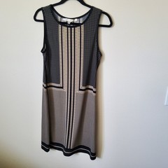 Summer Tank Dress Black and Creme Size M Max Studio geometric design