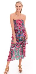 NWT Cienna Designs BILGOLA Morrocco Strapless Dress Pretty Pink Design S/M NWT