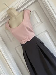 EXQUISITE PHASE EIGHT SIZE 10 USA 6 SOFT BLUSH & BLACK FIT &FLARE PARTY DRESS