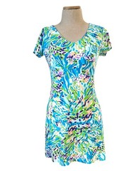 Lilly Pulitzer Womens Sz XS Multicolor Tropical Print Dress XS Keyhole Back