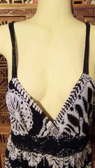 Alyn Paige*Black & White Sand Dollar Design Spaghetti Strap Lg. Maxi Dress Sz 8