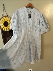 torrid Light Blue Eyelet Button-Front Tunic Sum Dress Cotton Vacation 18 NWT