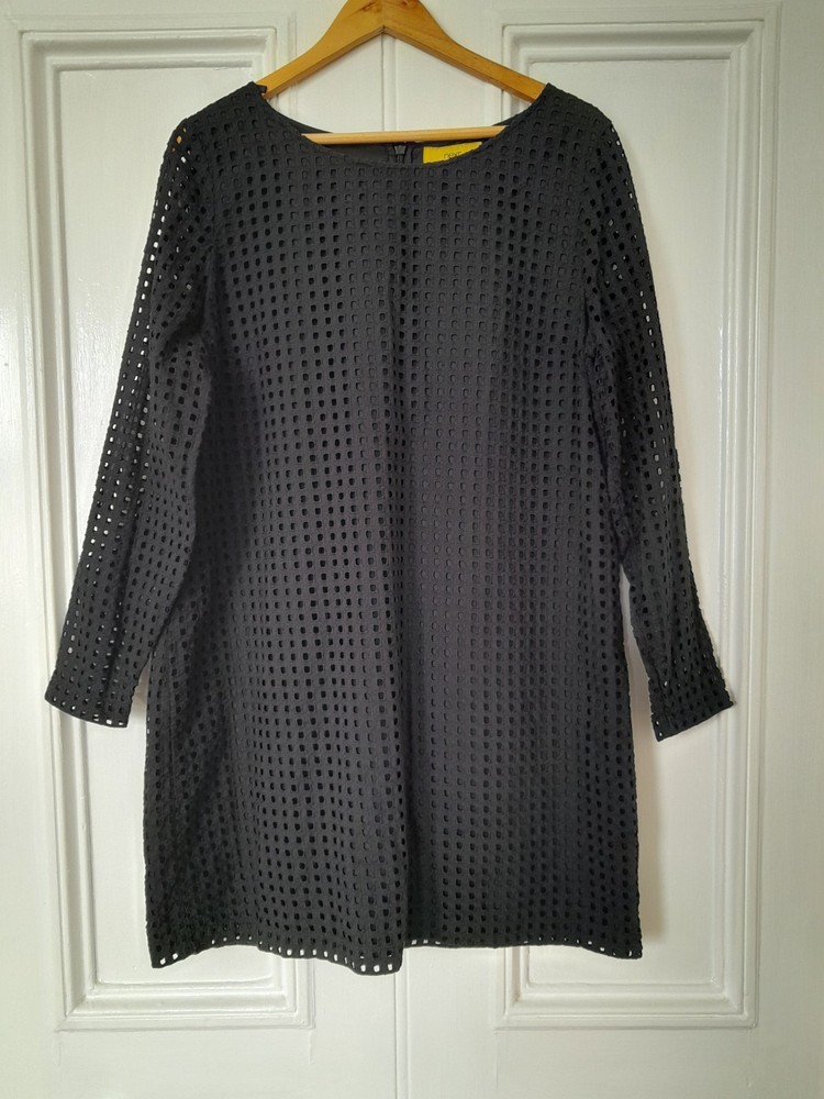 Next Black Fully Lined Thigh Length Long Sleeve Shift Dress size 20R