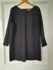 Next Black Fully Lined Thigh Length Long Sleeve Shift Dress size 20R