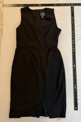 Adrianna Papell Black Sleeveless Wrap Sheath Dress Gold Zipper Back Size 8