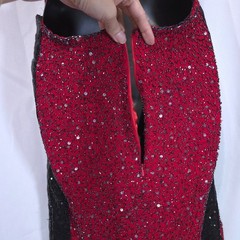 Vtg Scala Beaded Silk Halter Open Back Evening Gown Dress S Red Cocktail Y2K