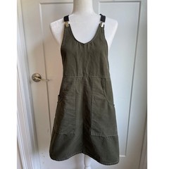 Shift Wheeler Evergreen Brushed Canvas Suspender Dress Apron S M Overalls