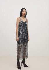 NEW MANGO SELECTION COLLECTION SEMI-TRANSPARENT PAILLETTE MAXI DRESS SZ S US 4