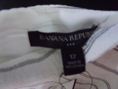 NEW W/Tag ~ Banana Republic White Dress with Gray and Black Stripes ~ Size « 12 »