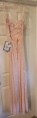 B. Darlin Juniors MEDIUM Sequin Open Back Long Dress LIGHT PINK Iridescent #NH25