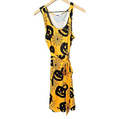 Styleword Womens Pumpkins Belted Fit and Flare Dress Orange Black Size Large