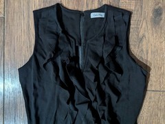 Calvin Klein Women&rsquo;s Classic V-Neck Black Ruffle Mini Dress Size 8 NWT Dry Clean