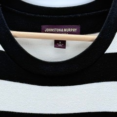 Johnston & Murphy Womens Black White Striped Cotton Sleeveless Knit Dress S