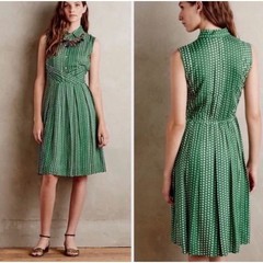 Anthropologie TYLHO Brynn Polka Dot Midi Dress XS Green NWT Retro Cottagecore