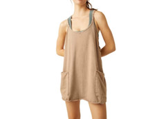 FREE PEOPLE &lsquo; WOMENS &lsquo; HOT SHOT MINI DRESS &lsquo; MOCHA &lsquo; BUILT IN SHORTS – POCKETS