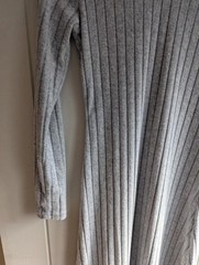 Grey Ribbed Long Sleeve Maxi Dress Size M (UK 8-10) | Soft Stretch Fitted Casual