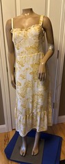 AQUA Toile De Jouy Sleeveless Floral Midi Dress Women&rsquo;s Size L NWT Multi