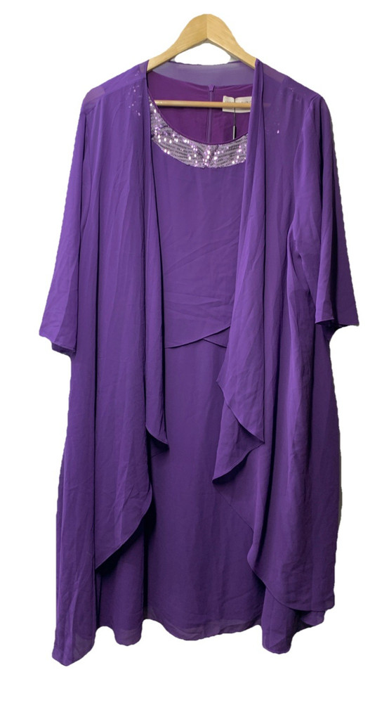 Hanna Nikole Women&rsquo;s Plus Size Guest Dress with Jacket 2 Piece Size 20W Purple