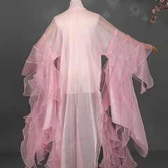 Fairy Hanfu Chiffon Cloak Cardigan Wide Sleeved Coat Wrinkled Chinese Costume