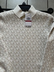 NWT EXTRA SMALL MICHAEL KORS CREAM AND BROWN LOGO SWEATER DRESS Size XS