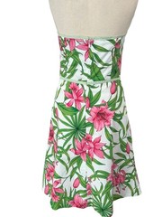 Nell Couture Dress Strapless Halter Floral Seersucker Accent Knee Length Size 6