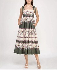 ROW A Juniors&rsquo; Printed Woven Sleeveless Fit & Flare Modern Midi Dress
