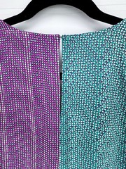 100% Silk Shift Mini Dress Medium Patchwork Geometric Tropical VNeck Sleeveless