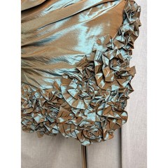Dalia MacPhee Metallic Irridescent Ruched Strapless Dress 6 Sculpted Ruffle Hem
